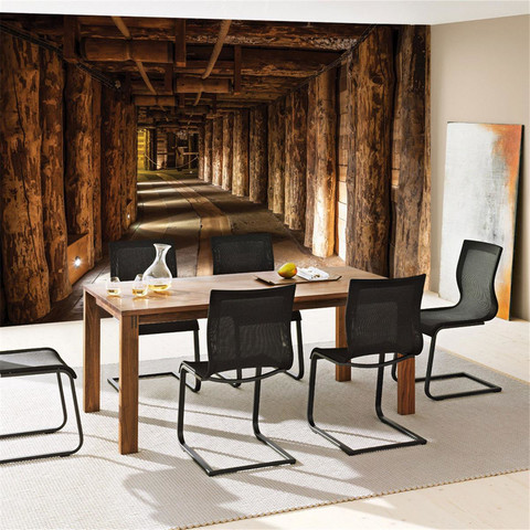 Fototapete Holzstmme Holz Bergwerk Stollen Tunnel Licht no. 2847