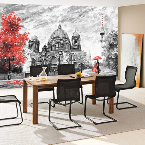 Fototapete Stadt Malerei Berlin Baum Stuhl Frau Mann no. 4555