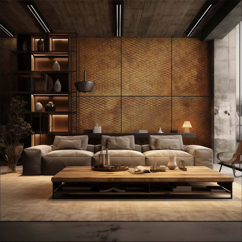 Tapete Rostblech Waffel gross